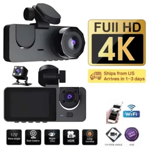4K DVR 3Channel Dash Cam With Wi-Fi