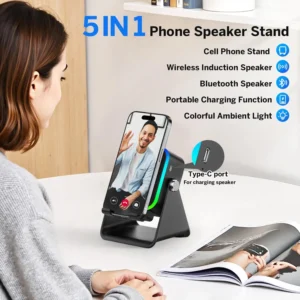 5-in-1 Auto Induction Wireless Bluetooth Speaker & Phone Stand