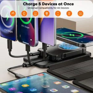 15W Magnetic Wireless Solar Power Bank